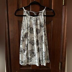 Banana Republic Small White Gray and Black Floral Dressy Tank Top
